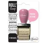 Aladine - Roll' Stamp Positive Attitude - Tampon à Molette - 12 Messages à Tamponner Partout - Idéal pour Bullet Journal, Scrapbooking 02161 Noir