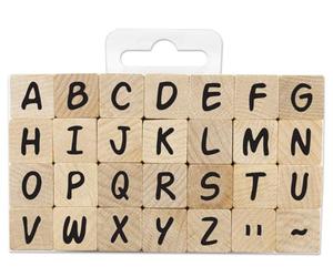 Aladine - Stampo Alphabet Medium - Kit de Tampons Alphabet en Bois - Scrapbooking. Carterie. Bullet Journal - Tampons Taille Moyenne