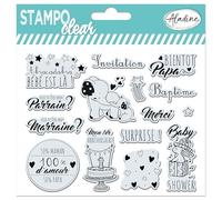 Aladine - Stampo Clear Bébé - 15 Tampons Transparents pour Scrapbooking, Carterie, Loisirs Créatifs - Invitation, Parrain, Marraine, Annonce, Faire-Part Baptême, Baby Shower, Anniversaire - 04240