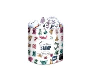 Aladine - Stampo Scrap Arabesque - Kit de Tampons pour Carterie Créative - Scrap, DIY, loisirs créatifs - Set de tampons à emporter partout + Encreur Noir Inclus - Thème Arabesques