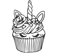 Aladine - Tampon Bois Cupcake Licorne - Pour Cartes Anniversaire