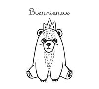 Aladine - Tampon Naissance - Support En bois - Réalisation de Faire Part de Naissance - Scrapbooking et Carterie Créative - Grand Format - Motif Ours et Bienvenue