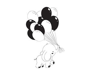 Aladine - Tampon Naissance - Support En bois - Réalisation de Faire Part de Naissance - Scrapbooking et Carterie Créative - Grand Format - Motif Eléphant et Bouquet de Ballons