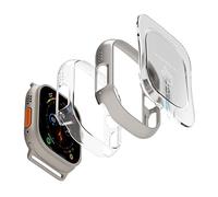Aladrs Coque de montre et protecteur d'écran avec outil d'alignement compatibles avec Apple Watch Ultra 49 mm, lot de 3 films anti-rayures en verre trempé et 2 coques de protection en polycarbonate pour iWatch Ultra 49 mm