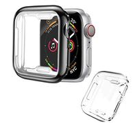 Aladrs Coque de protection d'écran pour Apple Watch Series 4/5 40 mm 44 mm, protection intégrale haute définition, coque transparente ultra fine compatible avec iWatch Series 4/5 44mm Lot de 2 (noir + transparent).