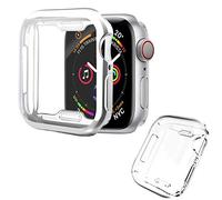 Aladrs Coque de protection d'écran pour Apple Watch Series 4/5 40 mm 44 mm, protection intégrale haute définition, coque transparente ultra fine compatible avec iWatch Series 4/5 44mm Lot de 2 (argenté + transparent).