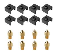 ALadrs Lot de 8 chaussettes en silicone et 8 buses de 0,4 mm pour imprimante 3D Ender 3, Ender 3 V2, Ender 5, Ender 5 Plus, CR-10 V2/V3, CR-10 S4/S5 FDM Imprimante 3D