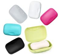 Alaeseje Lot de 6 boîtes à savon de voyage étanches et portables pour douche, salle de bain, cuisine, camping, gym (blanc, noir, cyan, vert, rose, translucide)