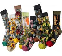 Alafime Lot de 8 paires de chaussettes transparentes vintage brodées pour femme - Motif floral - Coquettes - Esthétique - Chaussettes en maille - Y2K - Chaussettes complètes pour adolescentes, 10