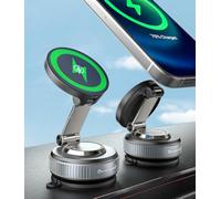 ALAFLY 15W Charge Rapide Magnétique Support Telephone Voiture Induction, Ventouse élastique Améliorée pour Aspiration Forte, 360° Réglable Support Voiture Chargeur sans Fil pour iPhone 16 15 14 13 12