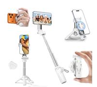 ALAFLY Selfie Stick Trépied 4-en-1 Magnétique avec Télécommande Bluetooth, Support Téléphone Portable avec Rotation 360° pour Smartphone, Compatible avec iPhone 17 Pro Max/16/15/14/13/12,Blanc