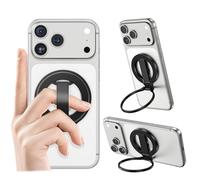 ALAFLY Support Anneau Magnétique de Téléphone avec Boucle élastique pour Les Doigts, Anneau de Maintien Amovible (Compatible avec MagSafe) pour iPhone 17 Pro Max/16/15/14/13/12 Series, Noir