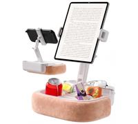 ALAFLY Support iPad Oreiller Rose pour Lit et Genoux, Support Tablette Mains Libres 360° Orientable Amovible avec Plateau Snack, Compatible iPad, Kindle, Téléphone et Switch