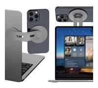 ALAFLY Support Magnétique pour Ordinateur Portable, 110° Extension Pliable et 180° Réglable Support Latéral pour Téléphone Portable, Compatible avec MagSafe iPhone 16 15 14 13 12 Série, Gris
