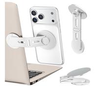 ALAFLY Support Magnétique pour Téléphone Ordinateur Portable MagSafe Compatible avec iPhone, Latéral Réglable à 180° sur Deux Axes Pliable pour Tesla/Afficher/Tapis de Course, Argent