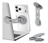 ALAFLY Support Magnétique pour Téléphone Ordinateur Portable MagSafe Compatible avec iPhone, Latéral Réglable à 180° sur Deux Axes Pliable pour Tesla/Afficher/Tapis de Course, Gris