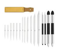 ALAHUGYEF 17 Outils de Dessin pour Croquis : 6 Estompes à Double Extrémité, 6 Crayon Estompeur Dessin pour Artistes, 4 éponges à Estomper, 1 Taille-Crayon pour Papier de Verre