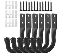 ALAHUGYEF 6 Pcs Crochet Mural Garage, Support Velo Mural Noirs, Accroche Velo Murale, Crochets de Rangement pour échelle de Garage en J, Crochets Muraux Robustes pour Vélos Outils électriques