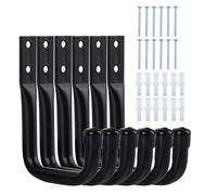 ALAHUGYEF 6 Pcs Crochet Mural Garage, Support Velo Mural Noirs, Accroche Velo Murale, Crochets de Rangement pour échelle de Garage, Crochets en J Robustes pour Vélos Outils électriques