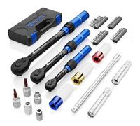 ALAIAL Clé Dynamométrique 1/4", 3/8", 1/2", 54 Pièces Kit 3-25Nm, 5-60Nm, 20-220Nm - Pour Voiture, Moto, Vélo, Camion - Barre de Rallonge, Embouts Protège-Jantes, Clé à Bougie d’Allumage