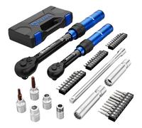 ALAIAL Clé Dynamométrique 1/4" & 3/8", 3-25Nm, 5-60Nm, 50 Pièces Kit D'entretien, Précision ±3% avec Extension de 250mm, Douilles à Bougie, Bits Adaptateur, Douilles pour Vélo, Autos et Motos