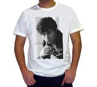 Alain Delon Men's T Shirt Summer Fashion Short Sleeve Tees Round Neck Cotton Tops T-Shirt White L
