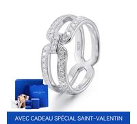 ALAIN MICHAL Intertwine Bague argent 925 sertie en diamants Taille 54 avec cadeau spécial Saint-Valentin