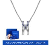 ALAIN MICHAL Intertwine Collier or givré avec diamants en pavé Saphir -avec cadeau spécial Saint-Valentin