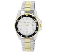 Alain Miller Montre pour homme en acier inoxydable bicolore d'une longueur de 22 cm, design classique pour tous les hommes