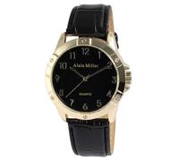 Alain Miller Montre pour homme en cuir synthétique noir, d'une longueur de 24 cm, design classique pour tous les hommes