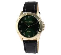 Alain Miller Montre pour homme en cuir synthétique noir, d'une longueur de 24 cm, design classique pour tous les hommes