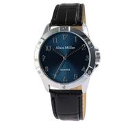 Alain Miller Montre pour homme en cuir synthétique noir, d'une longueur de 24 cm, design classique pour tous les hommes