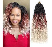 Alaleibaby Goddess Locs Lot de 8 extensions de cheveux synthétiques au crochet - 45,7 cm, avec extrémités bouclées, style bohème hippie pour femme noire (1B/30/613#, 45,7 cm)