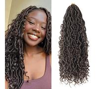 Alaleibaby Goddess Locs Lot de 8 paquets d'extensions de cheveux synthétiques au crochet avec extrémités bouclées pour femme noire (45,7 cm, 4#)