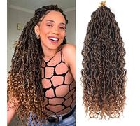 Alaleibaby Goddess Locs Lot de 8 paquets d'extensions de cheveux synthétiques au crochet avec extrémités bouclées pour femme noire (T30#, 45,7 cm)