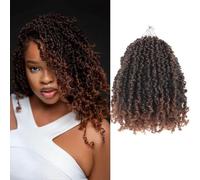 Alaleibaby Yanky Twist Lot de 9 paquets d'extensions de cheveux bouclés pré-torsadés au crochet avec boucles (T30#, 25,4 cm)