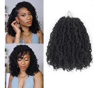 Alaleibaby Yanky Twist Lot de 9 paquets d'extensions de cheveux bouclés pré-torsadés au crochet avec boucles (1B, 30,5 cm)