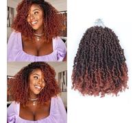 Alaleibaby Yanky Twist Lot de 9 paquets d'extensions de cheveux bouclés pré-torsadés au crochet avec boucles T350#, 35,6 cm