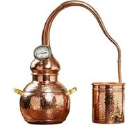 Alambic en Cuivre 5 L, Kit De Fermentation avec Thermomètre, Tuyau De Refroidissement, Pot D'alambic, Kit De Brassage pour Distillerie Maison, pour Whisky, Moonshine, Huiles Essentielle