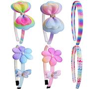 AlamnoFu Lot de 6 bandeaux à paillettes pour filles - Motif papillon - Avec nœuds et fleurs