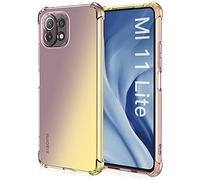 Alamo Coque en Coloré Pente pour Xiaomi MI 11 Lite (4G / 5G / 5G NE Edition), Translucide TPU Silicone Etui avec Antichoc Bumper - Or Noir