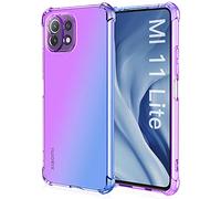 Alamo Coque en Coloré Pente pour Xiaomi MI 11 Lite (4G / 5G / 5G NE Edition), Translucide TPU Silicone Etui avec Antichoc Bumper - Bleu Violet