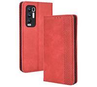 ALAMO Coque en Rétro Cuir pour Oppo Find X3 Neo, Premium Etui en Pochette avec Fentes pour Cartes et Espèces - Rouge