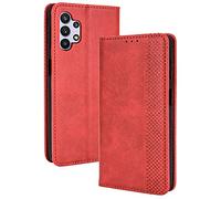 ALAMO Coque en Rétro Cuir pour Samsung Galaxy A32 5G (Not for 4G Edition), Premium Etui en Pochette avec Fentes pour Cartes et Espèces - Rouge