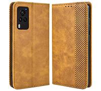 ALAMO Coque en Rétro Cuir pour Vivo X60 Pro, Premium Etui en Pochette avec Fentes pour Cartes et Espèces - Marron