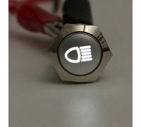 Alamor 12V 19Mm Silver Metal LED Bouton Poussoir sur Off Loquet De Verrouillage Symbole De Lumière-Blanc