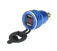 Alamor 12V-24V 4.2A Voltmeter Red Motorcycle Dual USB Din Socket pour BMW Moto - Bleu