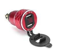 Alamor 12V-24V 4.2A Voltmeter Red Motorcycle Dual USB Din Socket pour BMW Moto - Rouge