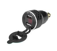 Alamor 12V-24V 4.2A Voltmètre Rouge Moto Double Chargeur USB Din Socket pour BMW Moto - Noir