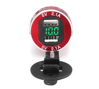 Alamor 12V-24V 4.2A Voltmètre Vert Moto Double Chargeur USB Din Socket pour BMW Moto - Rouge